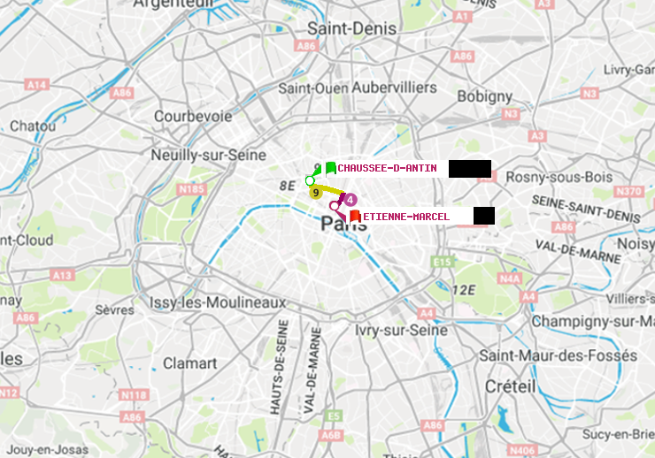 plan itinéraire ratp de Chaussée d