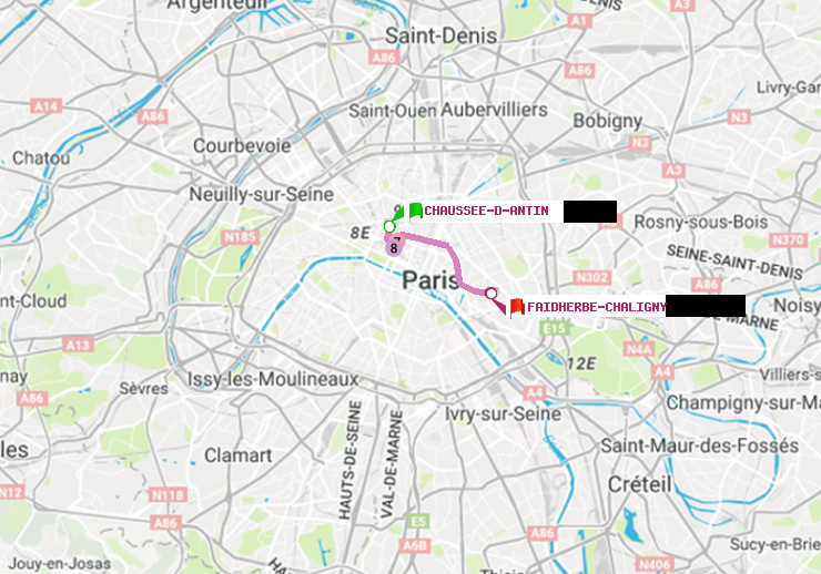 plan itinéraire ratp de Chaussée d