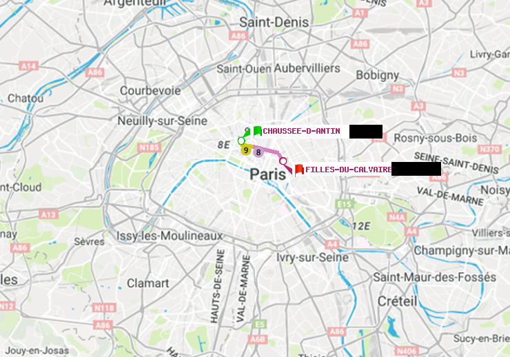 plan itinéraire ratp de Chaussée d