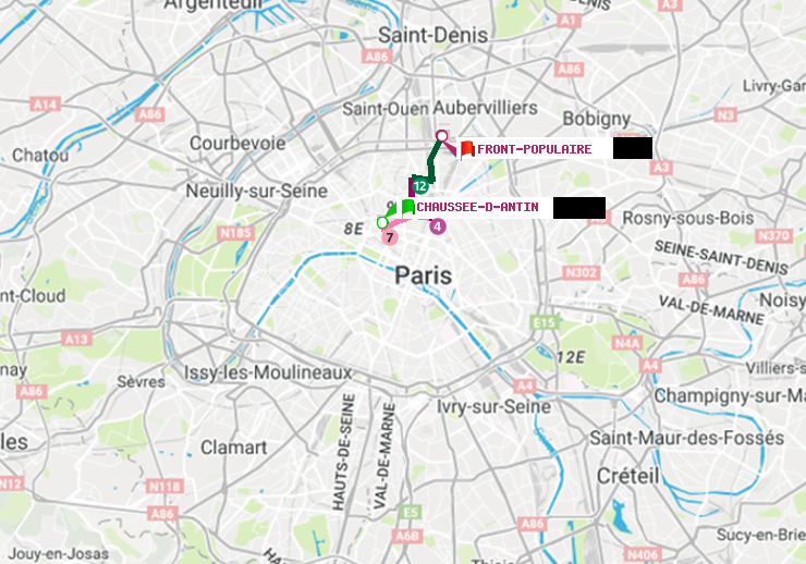 plan itinéraire ratp de Chaussée d