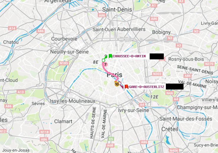plan itinéraire ratp de Chaussée d