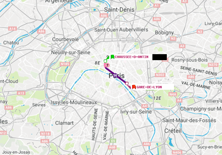 plan itinéraire ratp de Chaussée d