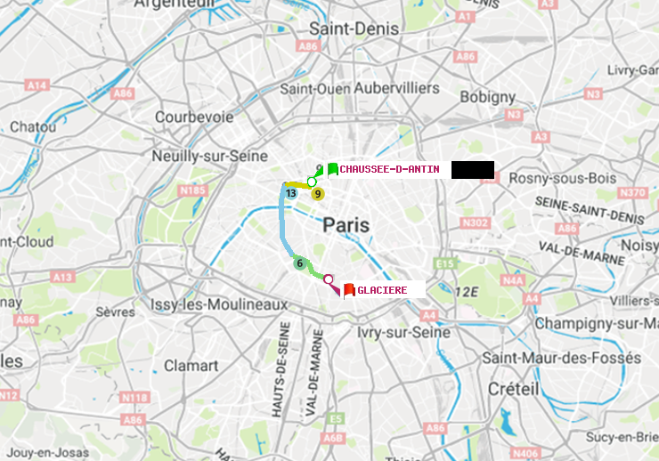 plan itinéraire ratp de Chaussée d