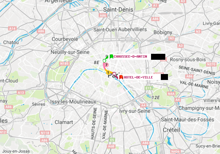 plan itinéraire ratp de Chaussée d