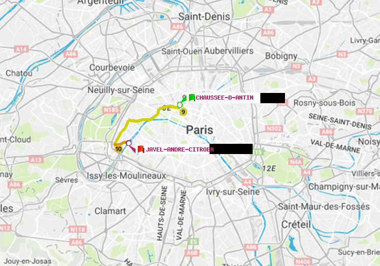 plan itinéraire ratp de Chaussée d