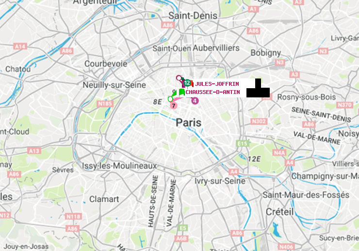 plan itinéraire ratp de Chaussée d