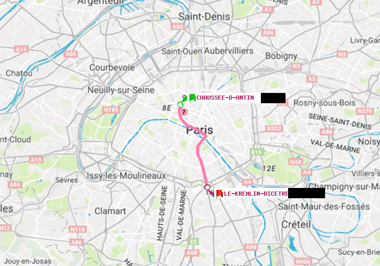 plan itinéraire ratp de Chaussée d