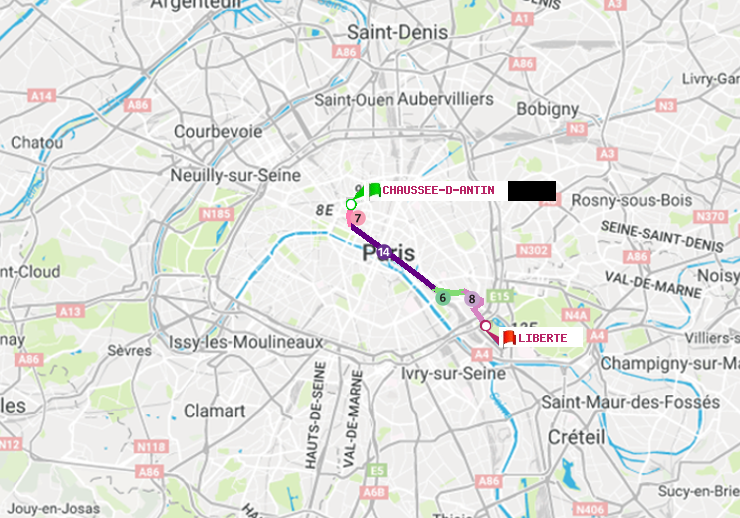 plan itinéraire ratp de Chaussée d