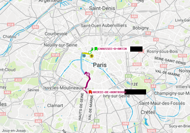 plan itinéraire ratp de Chaussée d