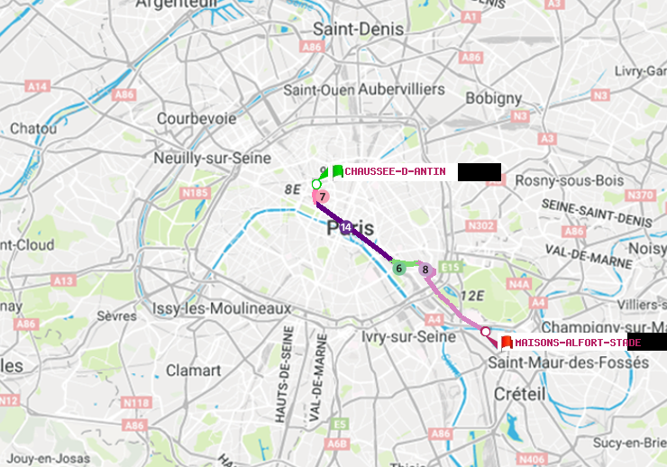 plan itinéraire ratp de Chaussée d