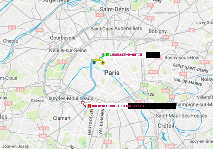 plan itinéraire ratp de Chaussée d
