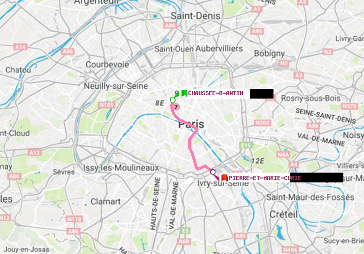 plan itinéraire ratp de Chaussée d