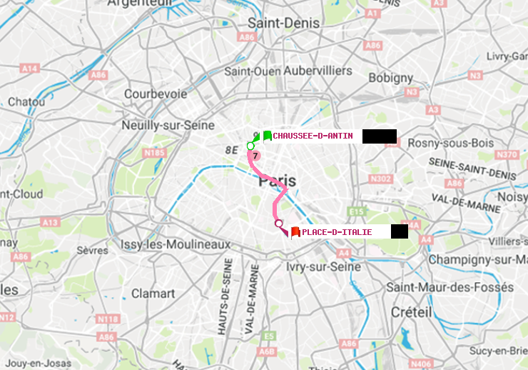 plan itinéraire ratp de Chaussée d