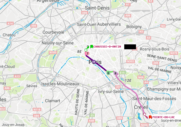 plan itinéraire ratp de Chaussée d
