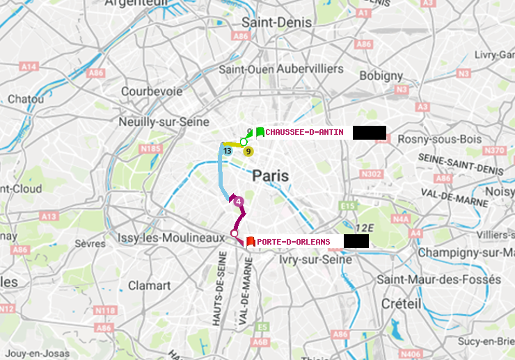 plan itinéraire ratp de Chaussée d