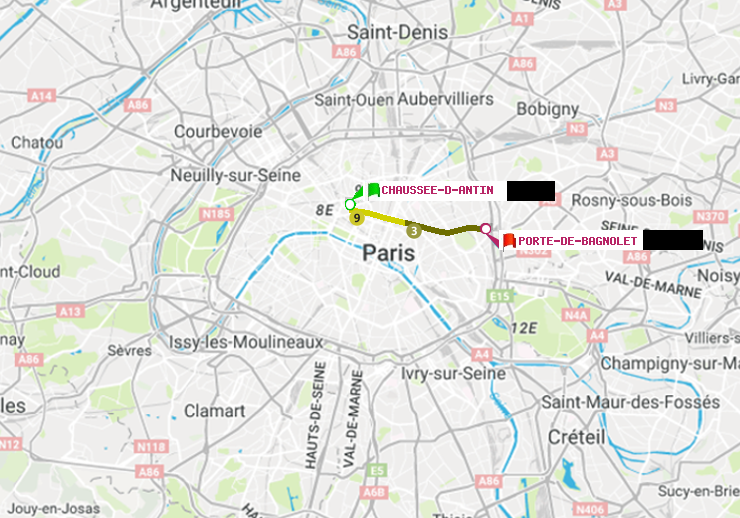 plan itinéraire ratp de Chaussée d