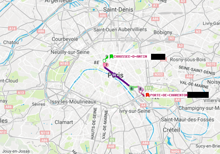 plan itinéraire ratp de Chaussée d