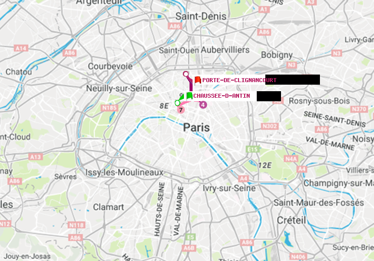 plan itinéraire ratp de Chaussée d