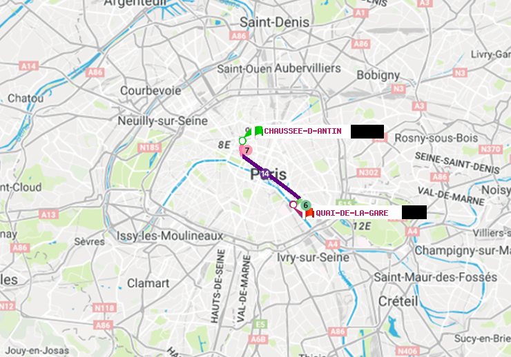 plan itinéraire ratp de Chaussée d