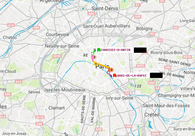 plan itinéraire ratp de Chaussée d