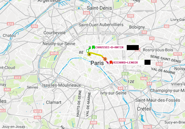 plan itinéraire ratp de Chaussée d