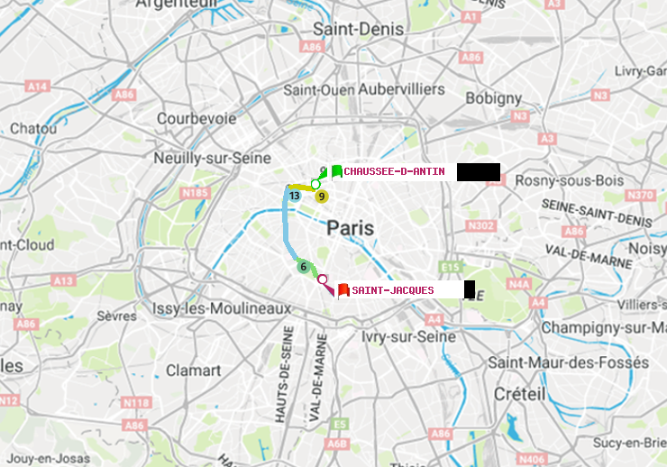 plan itinéraire ratp de Chaussée d