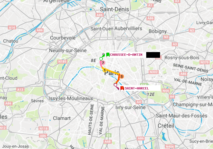 plan itinéraire ratp de Chaussée d
