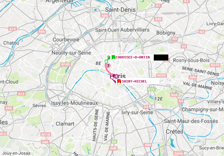 plan itinéraire ratp de Chaussée d