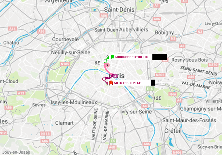 plan itinéraire ratp de Chaussée d