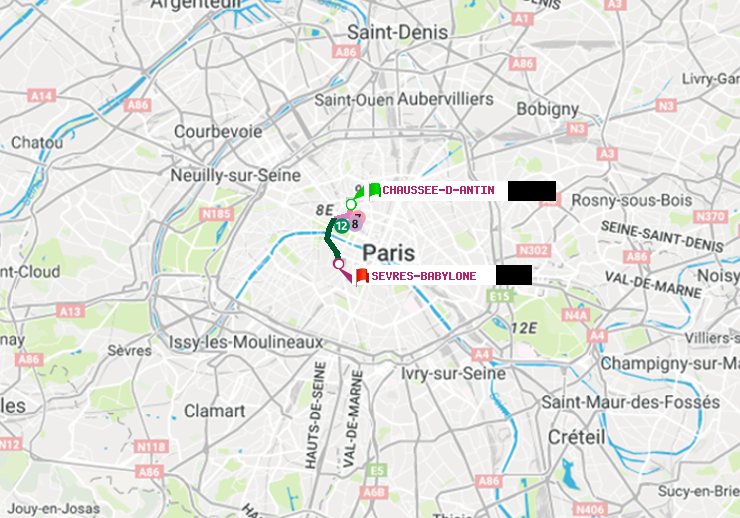 plan itinéraire ratp de Chaussée d