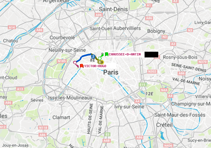 plan itinéraire ratp de Chaussée d