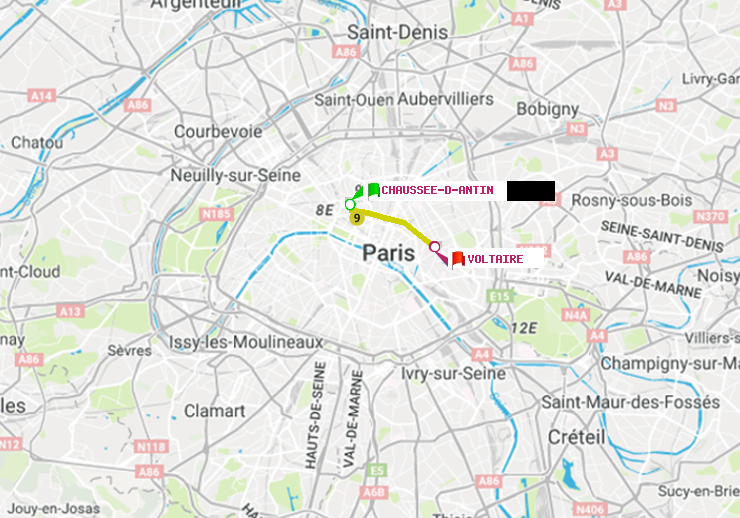 plan itinéraire ratp de Chaussée d
