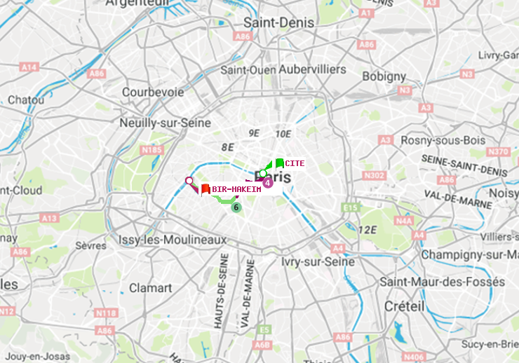 plan itinéraire ratp de Cité à Bir-Hakeim (Grenelle)