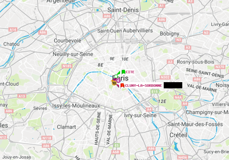 plan itinéraire ratp de Cité à Cluny-La Sorbonne