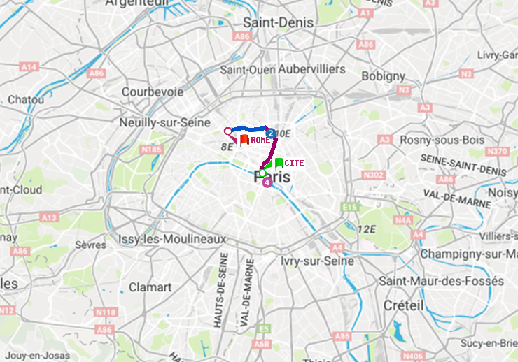 plan itinéraire ratp de Cité à Rome
