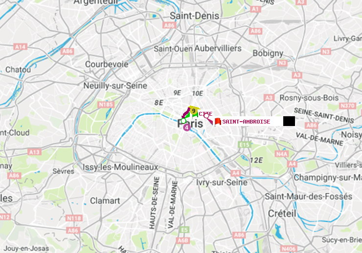 plan itinéraire ratp de Cité à Saint-Ambroise