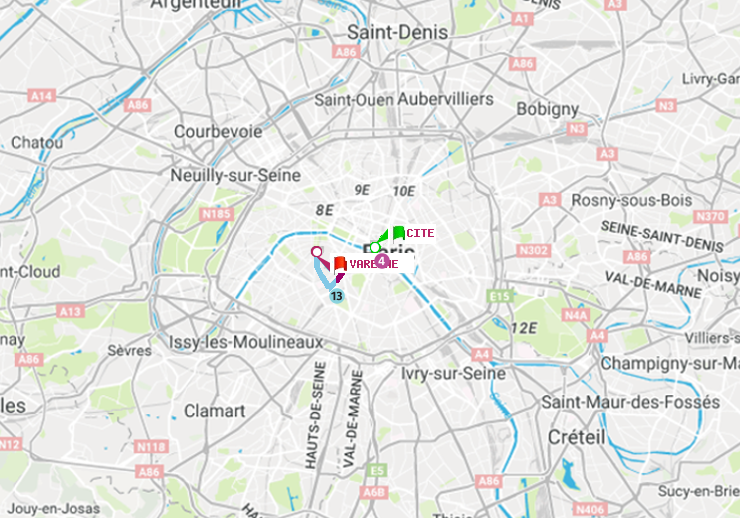 plan itinéraire ratp de Cité à Varenne