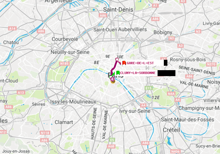 plan itinéraire ratp de Cluny-La Sorbonne à Gare de l