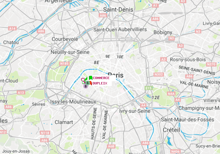 plan itinéraire ratp de Commerce à Dupleix