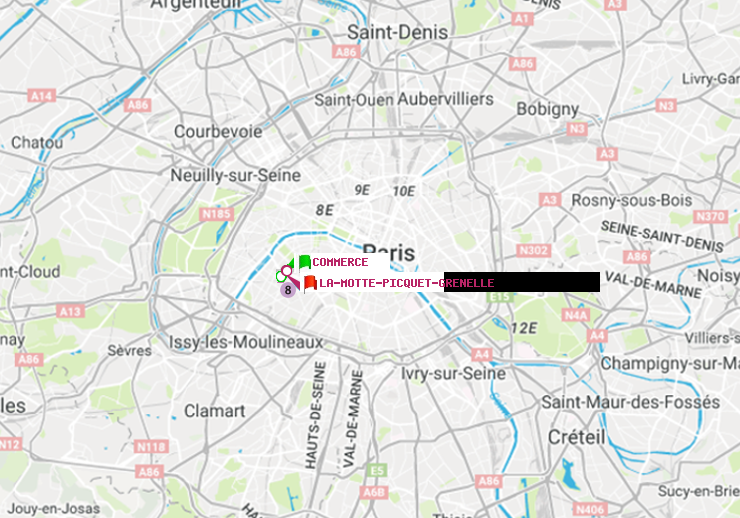 plan itinéraire ratp de Commerce à La Motte-Picquet-Grenelle