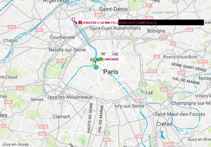plan itinéraire ratp de Concorde à Asnieres-Gennevilliers Les Courtilles