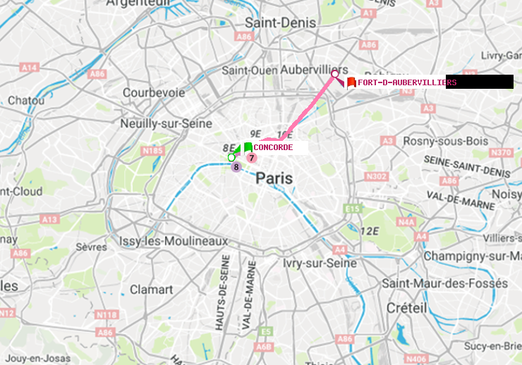 plan itinéraire ratp de Concorde à Fort d