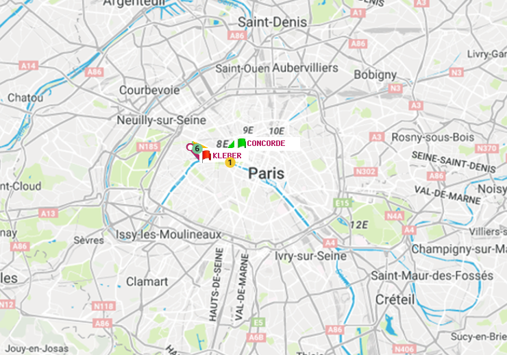 plan itinéraire ratp de Concorde à Kléber