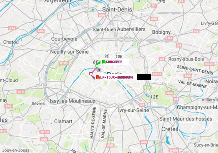 plan itinéraire ratp de Concorde à La Tour-Maubourg