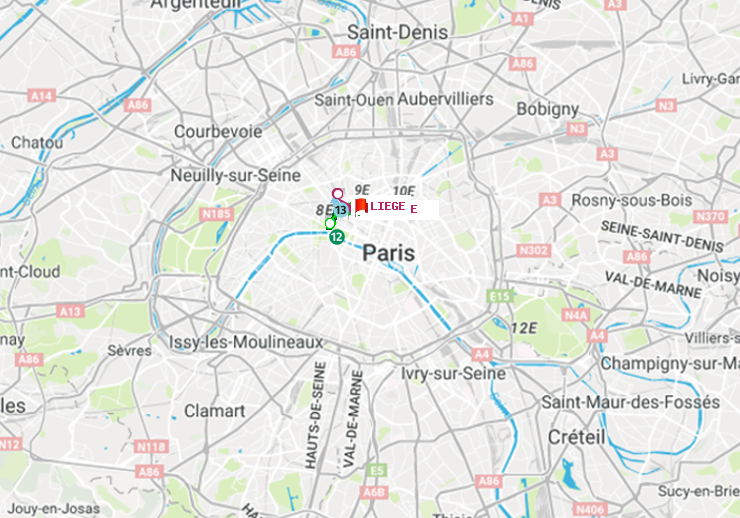 plan itinéraire ratp de Concorde à Liège