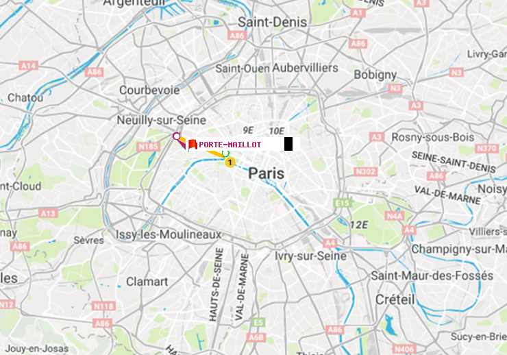 plan itinéraire ratp de Concorde à Porte Maillot