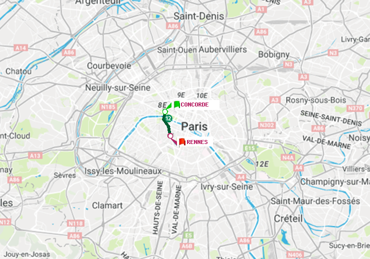 plan itinéraire ratp de Concorde à Rennes