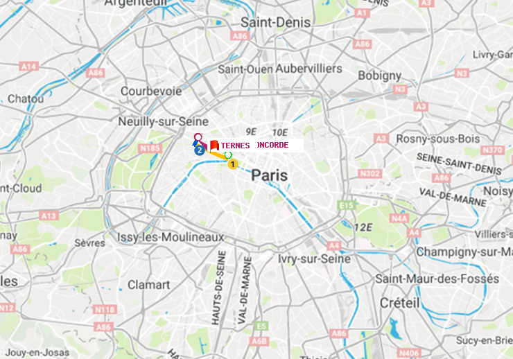 plan itinéraire ratp de Concorde à Ternes