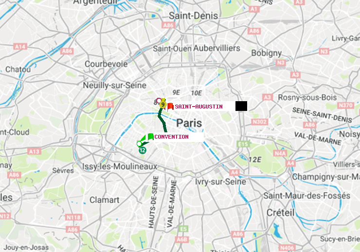 plan itinéraire ratp de Convention à Saint-Augustin