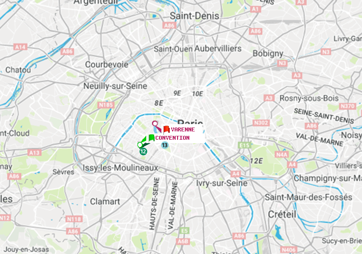 plan itinéraire ratp de Convention à Varenne